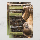 Cartes d'invitation pour l'aventure Sloth Tree Top (Devant / Derrière)