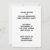 Cartes d'invitation pour le 1er anniversaire d'un (Dos)