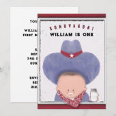 Cartes d'invitation pour le 1er anniversaire d'un (Devant / Derrière)