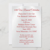 Cartes d'invitation pour le 40e anniversaire de co (Dos)