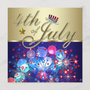 Cartes d'invitation pour le 4 juillet Feux d'artif