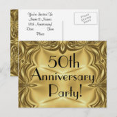 Cartes d'invitation pour le 50e anniversaire, or é (Devant / Derrière)