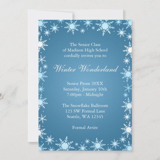 Cartes d'invitation pour le bal d'hiver Wonderland (Devant)