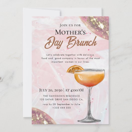 Cartes d'invitation pour le brunch de la fête des (Devant)