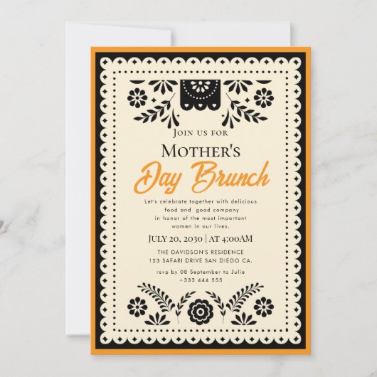 Cartes d'invitation pour le brunch de la fête des  (Devant)