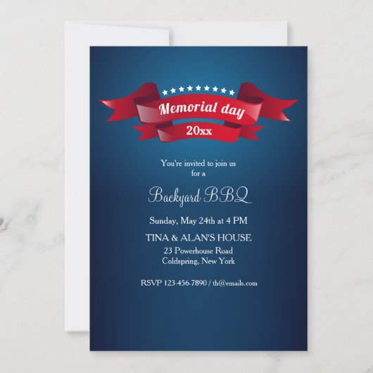 Cartes d'invitation pour le jour du Souvenir (Devant)