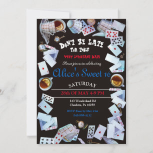 Cartes d'invitation pour le thé d'Alice au pays de