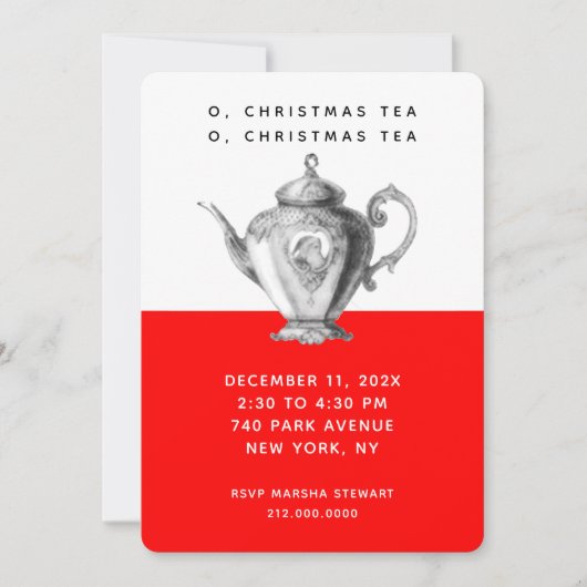 Cartes d'invitation pour le thé de Noël (Devant)