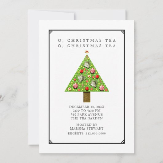 Cartes d'invitation pour le thé de Noël (Devant)