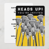 Cartes d'invitation pour l'équipe de crosse (Devant / Derrière)