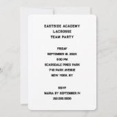 Cartes d'invitation pour l'équipe de crosse (Dos)