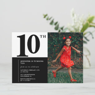 Cartes d'invitation pour les 10 ans Élégant Chic