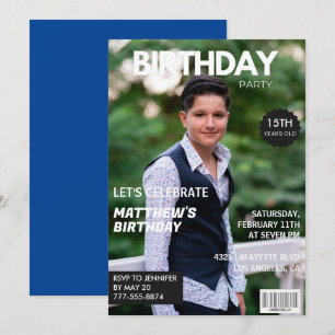 Cartes d'invitation pour les 15 ans Men Him Magazi