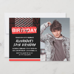 Cartes d'invitation pour les 17 ans Homme Photo Pa