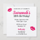 Cartes d'invitation pour les 18 ans, Bisous rose (Dos)