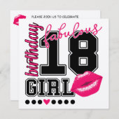 Cartes d'invitation pour les 18 ans d'une fille, b (Devant / Derrière)