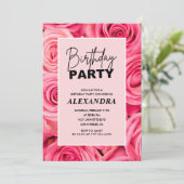 Cartes d'invitation pour les 18 ans Fleurs Roses d (Debout devant)
