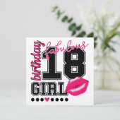 Cartes d'invitation pour les 18 ans, rose Kiss (Debout devant)