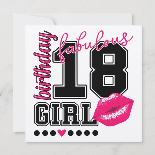 Cartes d'invitation pour les 18 ans, rose Kiss (Devant)