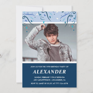 Cartes d'invitation pour les 19 ans garçon Photo N