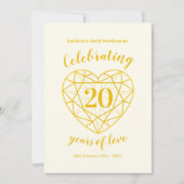 Cartes d'invitation pour les 20 ans de mariage dia (Devant)