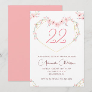 Cartes d'invitation pour les 22 ans Bohème Floral 