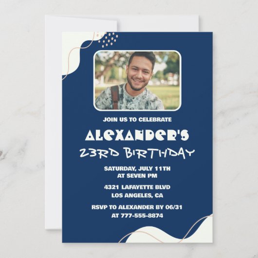 Cartes d'invitation pour les 23 ans Hommes Simple (Devant)