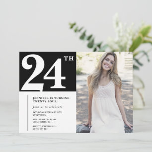 Cartes d'invitation pour les 24 ans avec photo chi