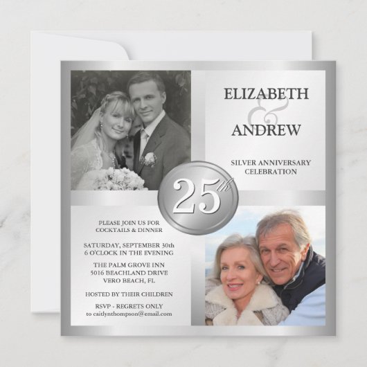 Cartes d'invitation pour les 25 ans d'anniversaire (Devant)