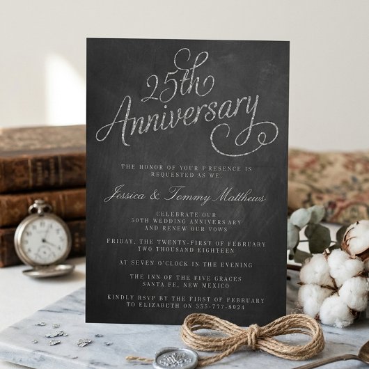 Cartes d'invitation pour les 25 ans de mariage