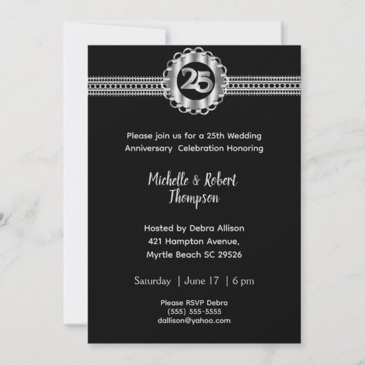 Cartes d'invitation pour les 25 ans de mariage (Devant)