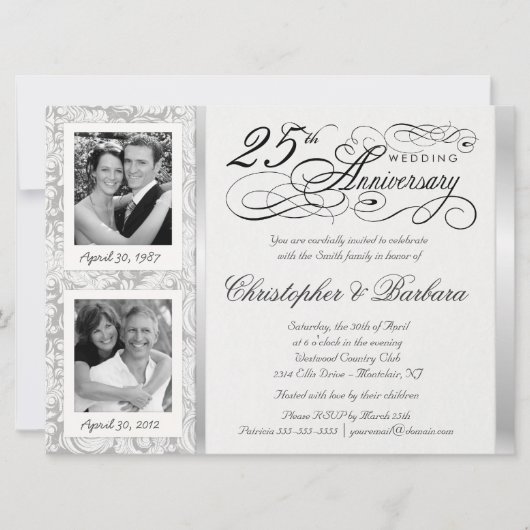 Cartes d'invitation pour les 25 ans de mariage - A (Devant)