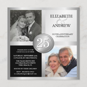 Cartes d'invitation pour les 25 ans de mariage ave