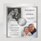 Cartes d'invitation pour les 25 ans de mariage ave (Devant / Derrière)