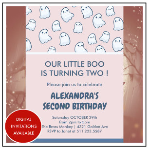 Cartes d'invitation pour les 2 ans d'Halloween lit