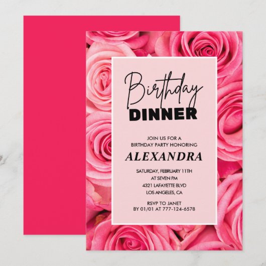 Cartes d'invitation pour les 31 ans Dîner d'annive (Devant / Derrière)