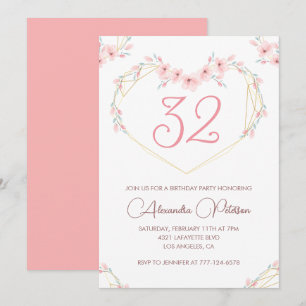Cartes d'invitation pour les 32 ans Bohème Floral
