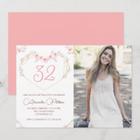 Cartes d'invitation pour les 32 ans Boho Floral Ph