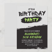 Cartes d'invitation pour les 34 ans Hommes Graffit (Devant / Derrière)