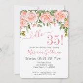 Cartes d'invitation pour les 35 ans Fleur rose Mod (Devant)