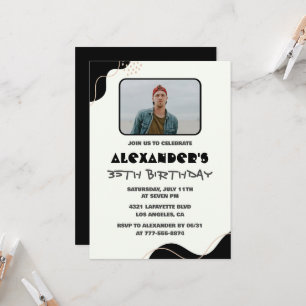 Cartes d'invitation pour les 35 ans Hommes Noir Si