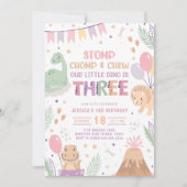 Cartes d'invitation pour les 3 ans de fille avec d (Devant)