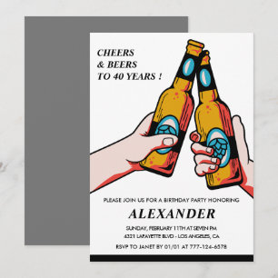 Cartes d'invitation pour les 40 ans Cheers and Bee