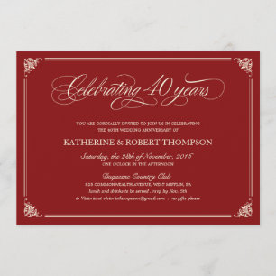Cartes d'invitation pour les 40 ans de mariage Rub