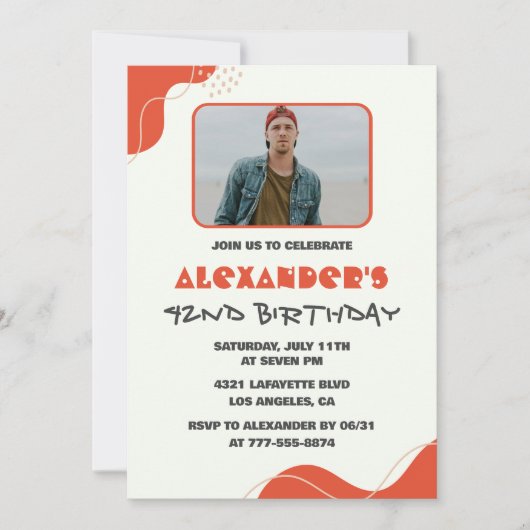 Cartes d'invitation pour les 42 ans d'hommes Moder (Devant)