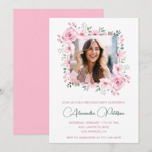 Cartes d'invitation pour les 44 ans avec photo flo