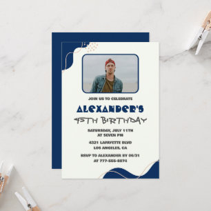 Cartes d'invitation pour les 45 ans Hommes Bleu Si