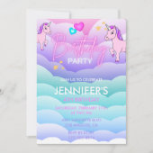 Cartes d'invitation pour les 4 ans de licorne Rose (Devant)