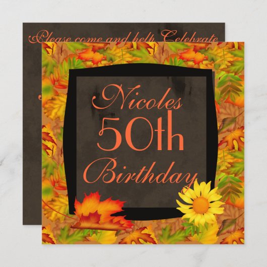 Cartes d'invitation pour les 50 ans d'anniversaire (Devant / Derrière)