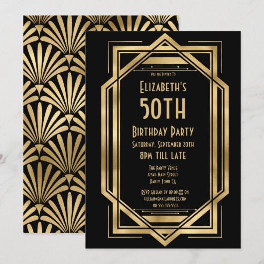 Cartes d'invitation pour les 50 ans de Gatsby le M (Devant / Derrière)